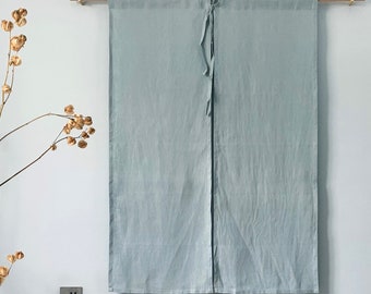 Japanese Fine Linen Noren Curtain -  Natural Greenish blue - 33" Width - Varied Length