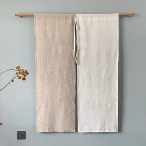Japanese Fine Linen Noren Curtain - Off White and Natural Color - 33&quot; Width - Varied Length