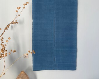 Japanese Style Noren Curtain - Natural Handwoven Ramie - Natural Dyed - Indigo Blue - Light Blue - 60"H x 35"W