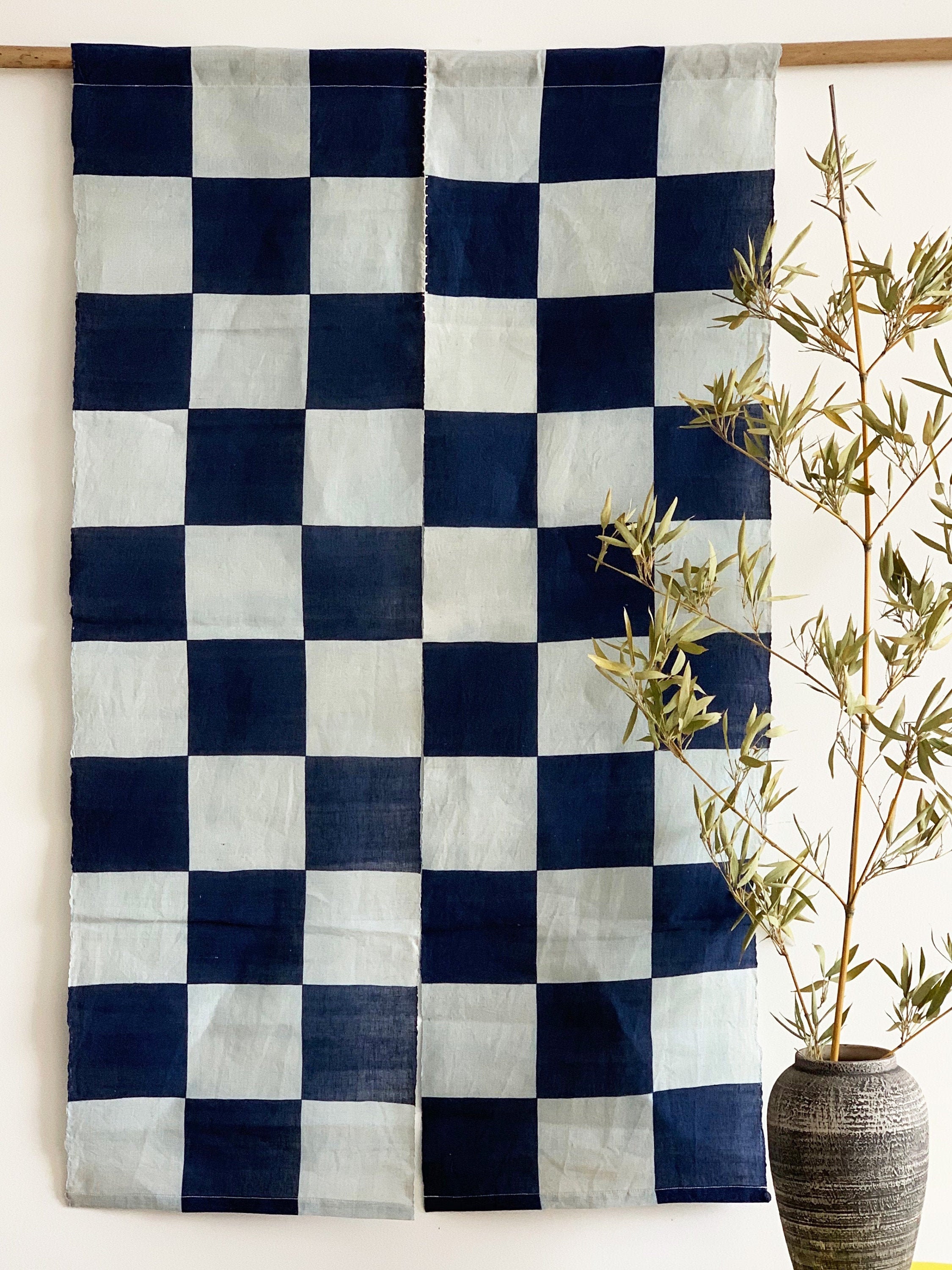 Japanese Linen Noren Natural Indigo or Beige White Pojagi Etsy