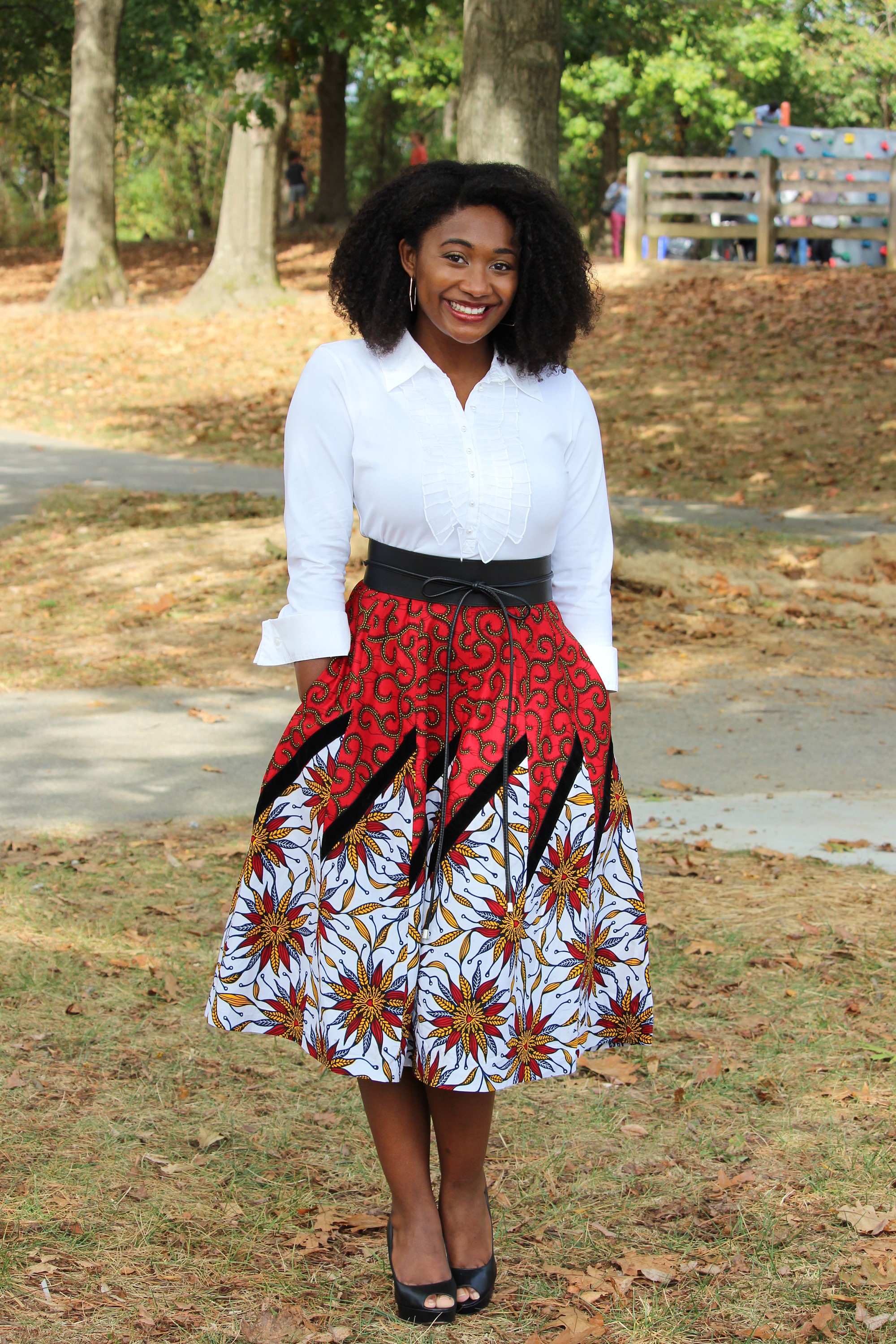 Ankara Skirt African Skirt Mixed Print Skirt Red Skirt - Etsy