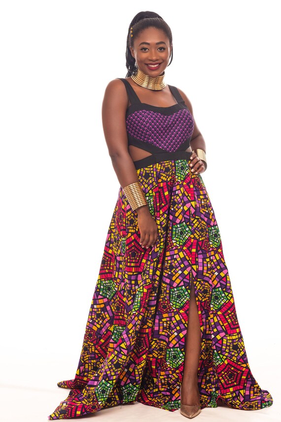 African Maxi Dress, African Shirt Dress, Ankara Maxi Dress, Floral