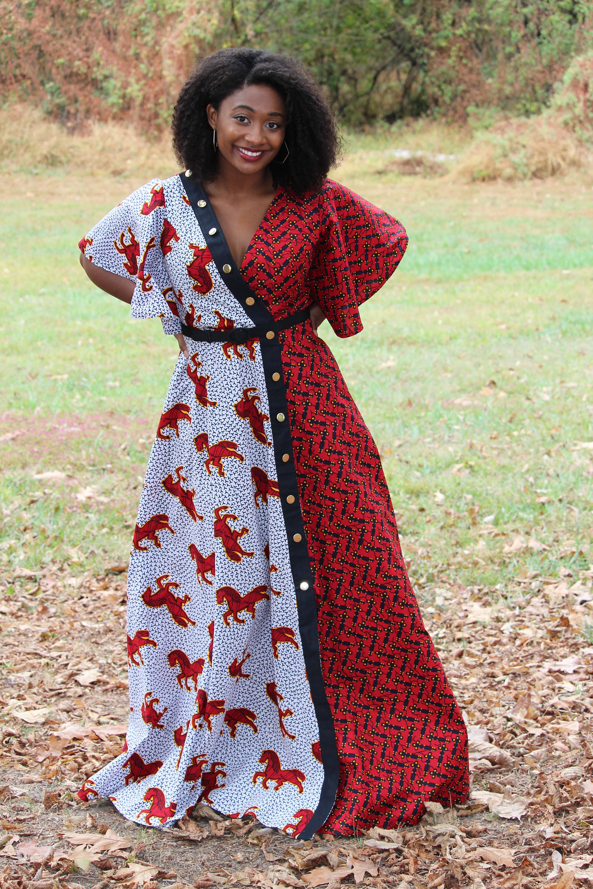 African Print Dress Ankara Dress Red Dress Button Dress - Etsy