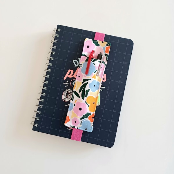 Porte-stylo pour carnet de notes, Porte-stylo pour cahier, Marque-page élastique, Pochette pour cahier A5, Porte-stylo en tissu