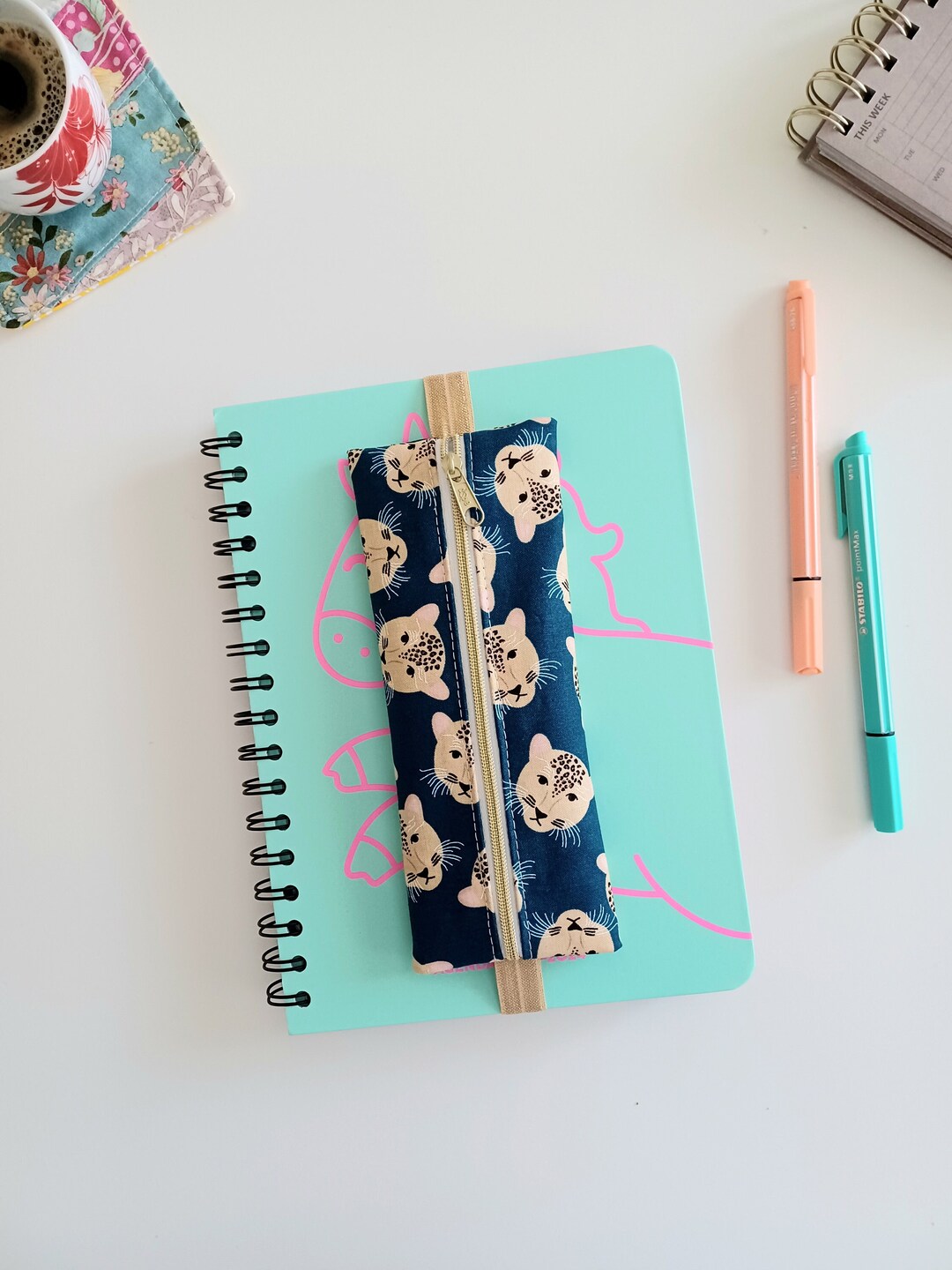 Elastic Pencil Pouch, Journal Pen Pouch, Elastic Pen Holder, Notebook