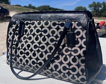90s Coach Beaumont Black Leather Doctor Satchel Top Handle With