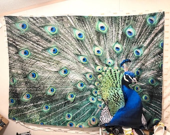 Tapiz decorativo de pared con forma de pavo real gigante
