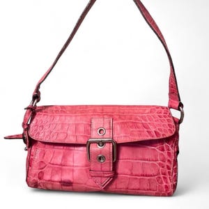 Dooney & Bourke Pink Croc-Embossed Leather Shoulder Bag