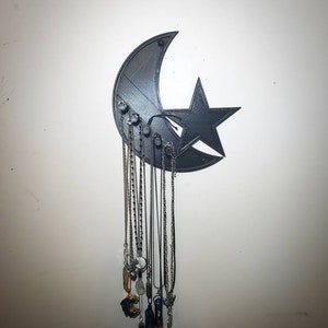 3D Printed Moon and Star Necklace Holder (Read Description)