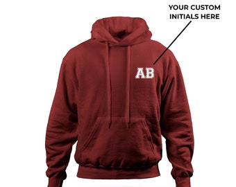 Personalised Unisex Hoodie With Custom Text Initials 4 Colours Kids Sizes Party Soccer Baseball Soft Touch Hood