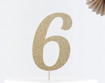 Glitter 6 Cake Topper •  Six Cake Topper • Age Cake Topper• Number Cake Topper • Party Decor • Birthday Decor • Birthday Party