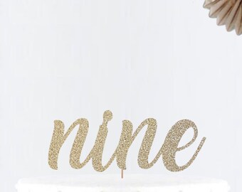Glitter Nine Cake Topper • Number Cake Topper • Party Decor • Birthday Decor • Birthday Party • 9 Birthday Cake Topper