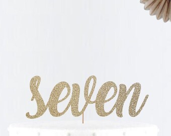 Glitter Seven Cake Topper • Number Cake Topper • Party Decor • Birthday Decor • Birthday Party • 7 Birthday Cake Topper