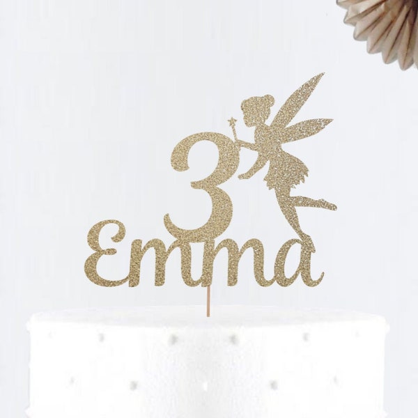 Personalized Name Fairy 3 Cake Topper •  Three Cake Topper • Any Age Cake Topper • Birthday Party Decor• 1, 2, 3, 4, 5, 6, 7, 8, 9, 1 0
