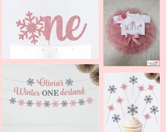 First Birthday Winter ONEderland Party Decor Set • Snowflake Party Decorations • Winter Inspired First Birthday • Smash Cake Photoshoot