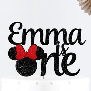 Glitter Personalized One Minnie Mouse Cake Topper • Number Cake Topper • Birthday Decor •Birthday Party •First Birthday• Smash Cake Topper