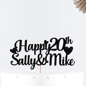 Two Names Personalized Happy 20th Cake Topper • Anniversary Cake Topper • 20 Years Love  • Vow Renewal • Party Decor • 10th20th30th40th50th