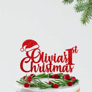 Nom personnalisé 1er gâteau de Noël Topper • Gâteau d’hiver Topper • Gâteau de Noël Topper • Gâteau Smash • First Christmas Cake Topper•