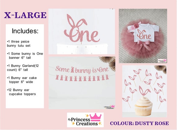 Bunny 1st Birthday Cake Topper – Some Bunny Is One, Easter Theme, Card Stock - View #2