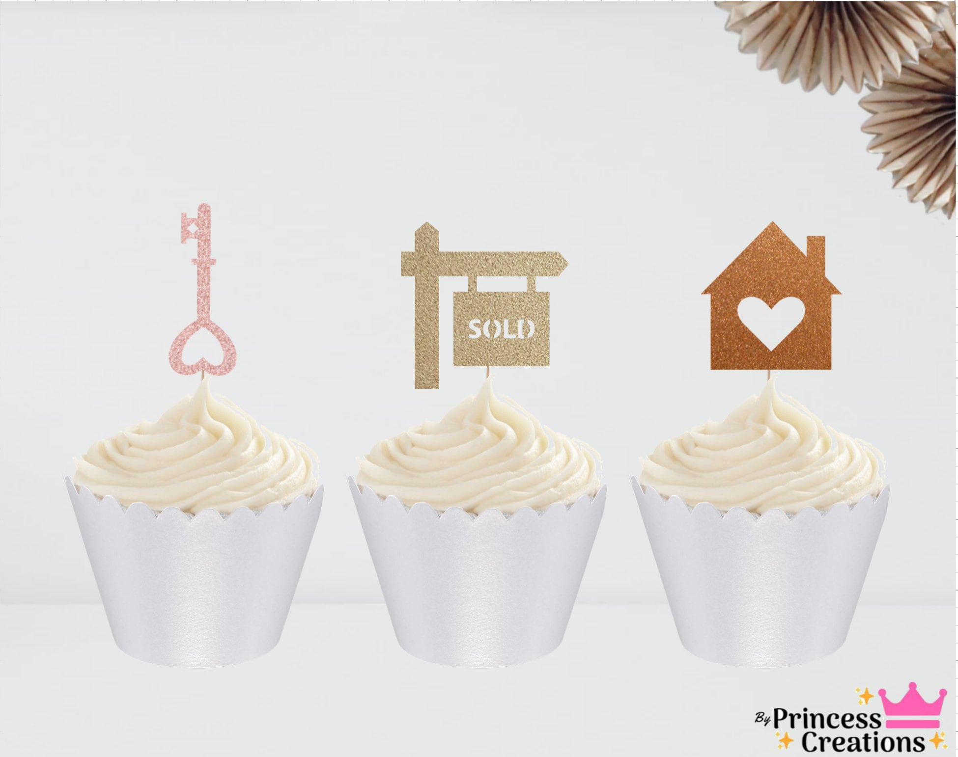6 Housewarming Cupcake Toppers W/wrappers House Warming Etsy