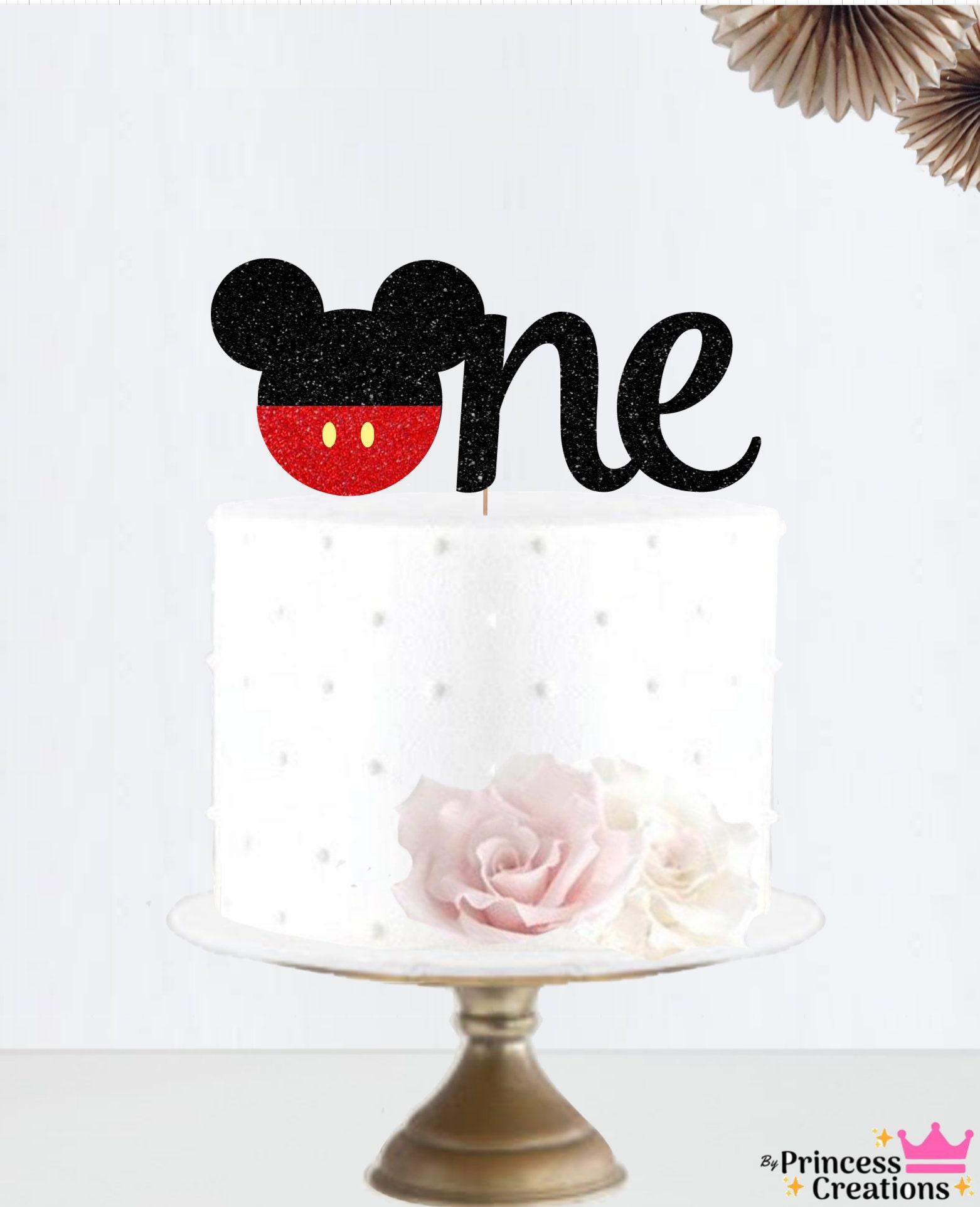 Glitter One Mickey Mouse Cake Topper Number Cake Topper - Etsy