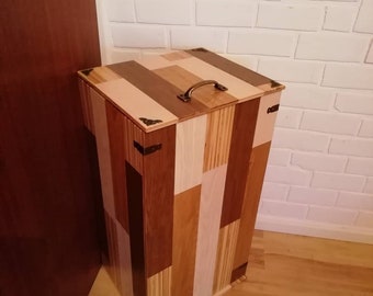 Müllsackständer -  Parkett geölt - Der Gelbe Sack Ständer als Box -  Mülleimer - Scrapwood - Trash Bin - Vintage