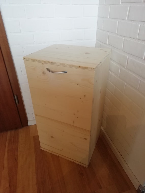 Müllsackständer aus Holz - naturbelassen - Der Gelbe Sack Ständer als Box - Mülleimer - Tilt Out Trash Bin