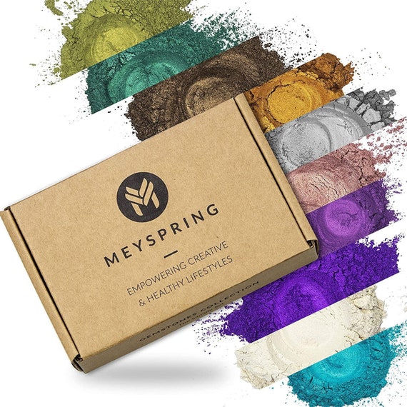 MEYSPRING Gemstones Collection Mica Powder Set -100g -Epoxy Resin Color Pigment for Resin Art, Geode Art -Mica Powder for Epoxy and UV Resin