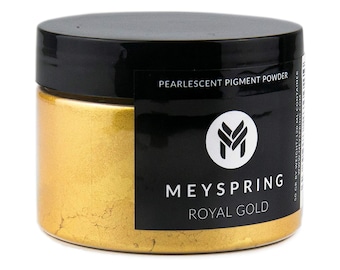 May include: A jar of gold pearlescent pigment powder labeled "MeyeSpring Royal Gold".