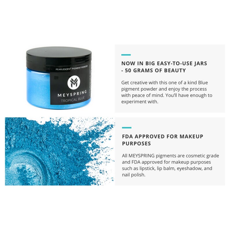 MEYSPRING Tropical Blue Mica Powder - Epoxy Resin Pigment & Dye For Crafting