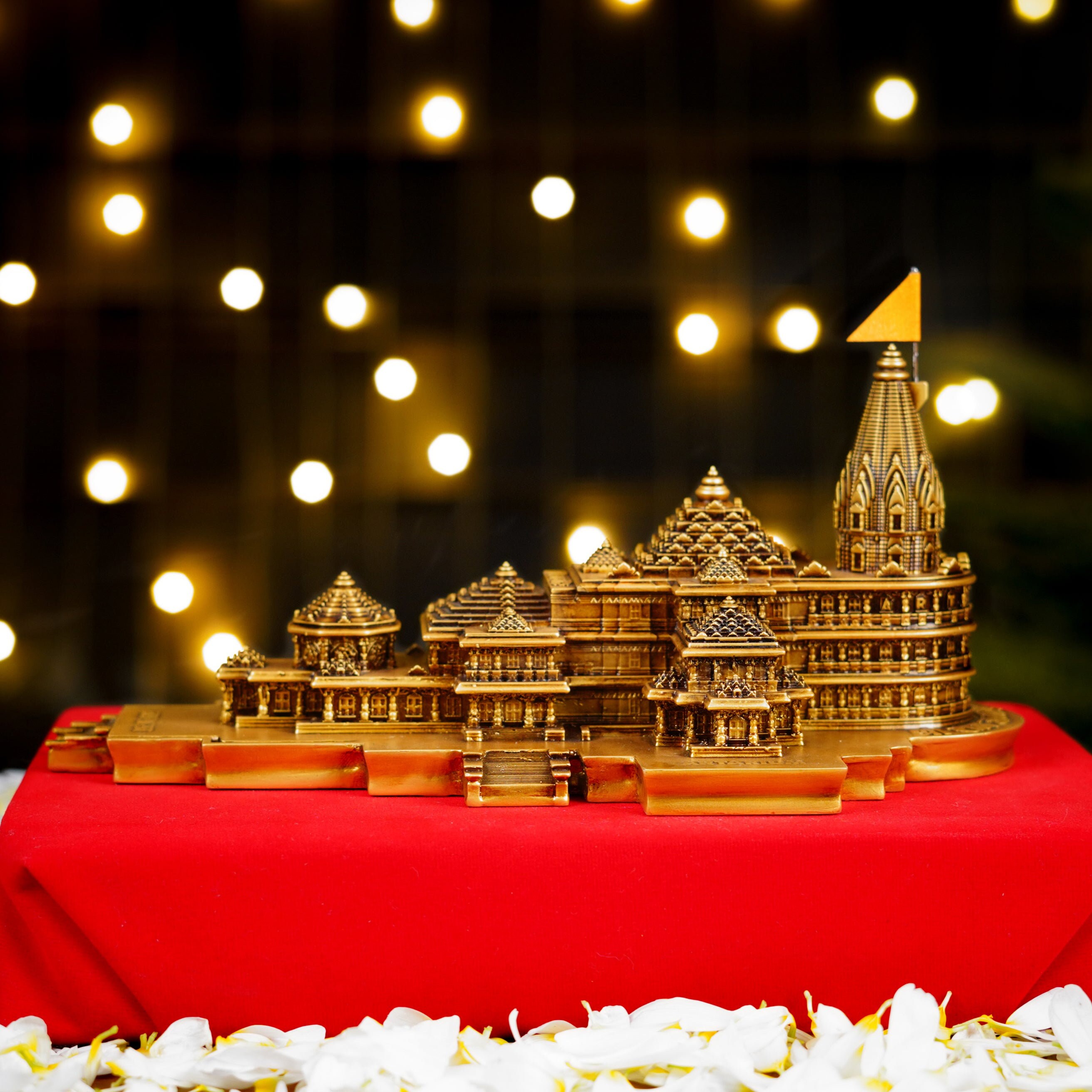 Artroot Presenting Ram Mandir Figurine Resin & Marble Dust Hindu Temple