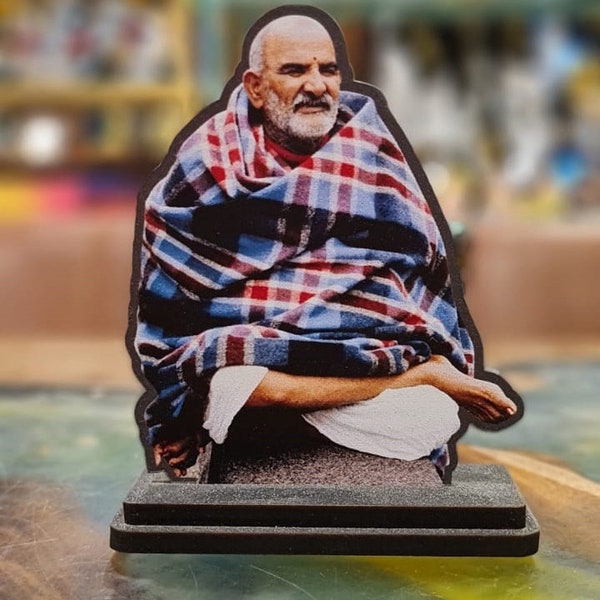 Artroot Crafts Neem Karoli Baba Ji Idol Wooden Standy Idols for Pooja Room | Prosperity and Money