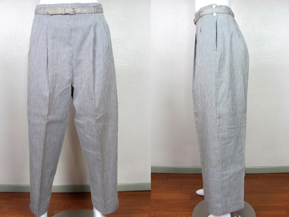 1940s Seersucker Pinstripe Women's Trousers Hollyw
