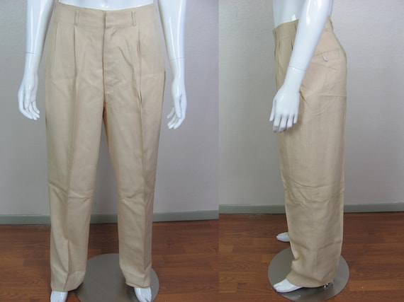 1940s NEW OLD STOCK Wheat Colored Rayon Trousers H