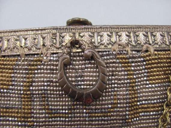 1920s Vintage Purse Gold & Silver Beaded Mint Con… - image 4