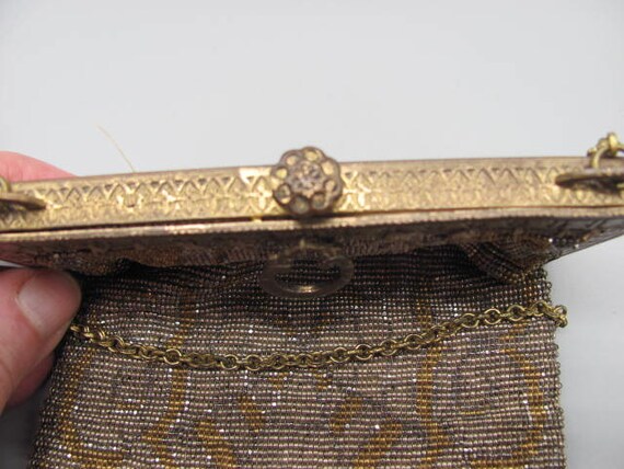 1920s Vintage Purse Gold & Silver Beaded Mint Con… - image 5