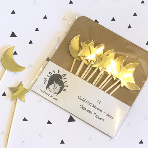 Moon and Star Cupcake Toppers - Etsy