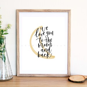 Lámina infantil "Te amamos hasta la luna" / Decoración para habitación de bebé (Descarga digital)