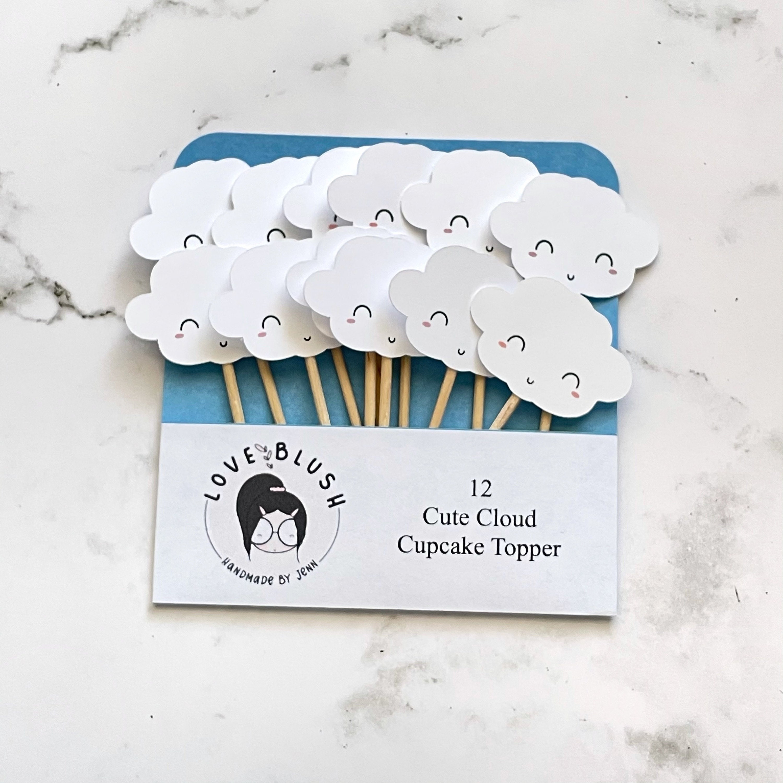 Cute Cloud Cupcake Topper Set of 12 Cloud Theme Gender | Etsy
