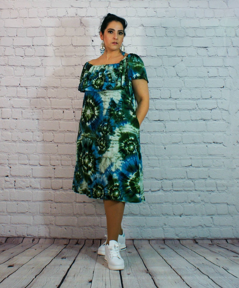 Abito donna abito estivo tie dye abito blu verde estate yan | Etsy Italia