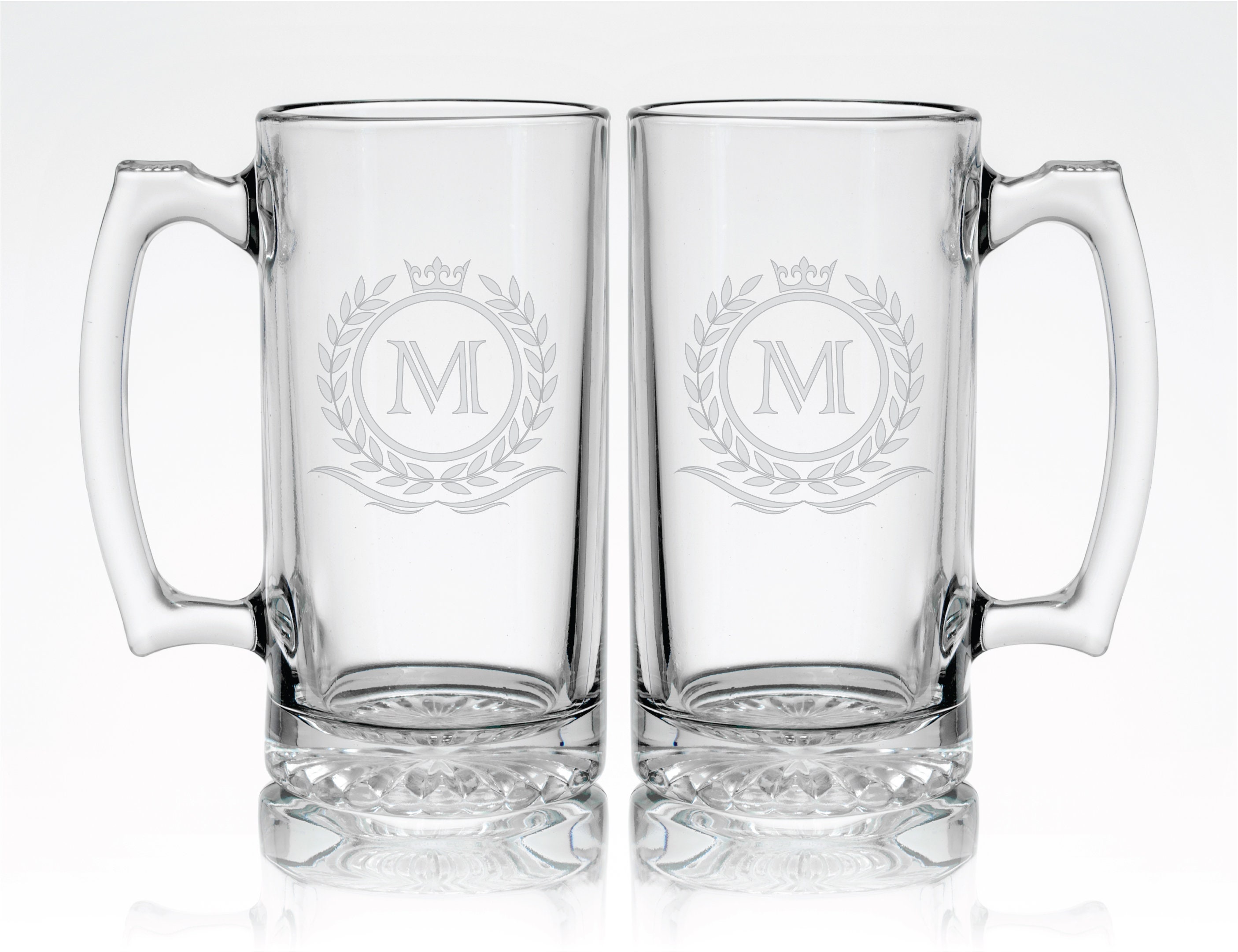 Personalized Laser Engraved Monogram 26.5oz Glass Beer Mug Etsy