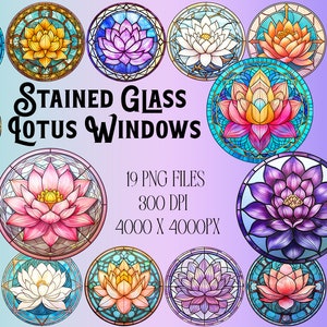 19 gebrandschilderd glas ronde Lotus Windows Clipart