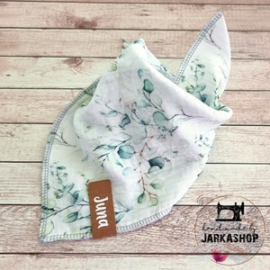 Muslin triangular scarf &quot;Eucalyptus&quot; as desired with name, Personalized, Scarf, Baby scarf, Muslin scarf