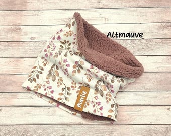 Baby/Children&#39;s Loop Scarf, &quot;Flowers old pink-beige&quot; as desired with name, transition, winter tube scarf, loop scarf, children&#39;s scarf, personalization