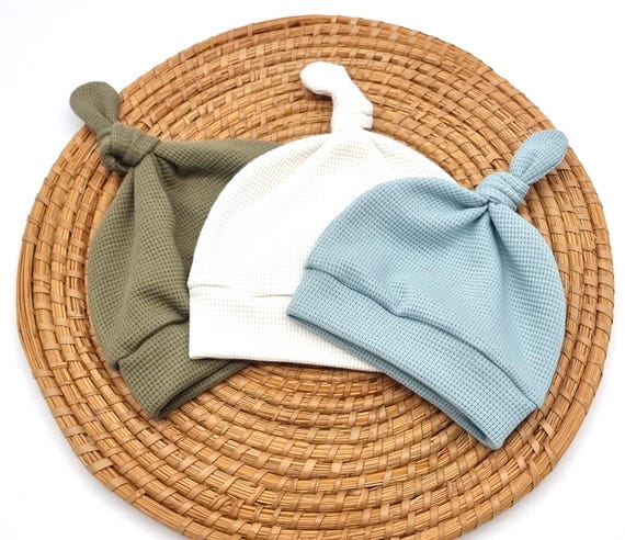 Knotenmütze aus Waffelstrick Baumwolljersey , Mütze mit Namen "Einfarbig", Mädchen, Jung, Kinder-Mütze, Baby-Mütze, Kindermütze, Babymütze