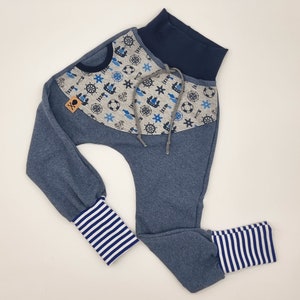 Gr. 44 - 122 Sweat Baggy Pants &quot;Maritime&quot; blue, baby pants, children&#39;s pants, sweat pants, pants with pocket, wax pants, pump pants, harem pants