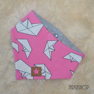 Baby turn scarf &quot;paper boats&quot; pink