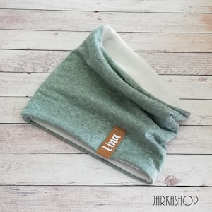 Baby/Kids Winter Loop Scarf,&#39;Sweat Antikmint with Fleece&#39; by Wish with Name, Hose Scarf, Loop Scarf, Kids Scarf, Personalization