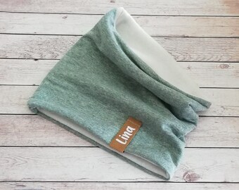 Baby/Children's Winter Loop Scarf, "Antique Mint Sweatshirt with Fleece", personalized with name, tube scarf, loop scarf, children's scarf