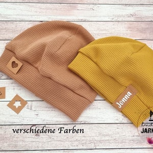 Baby/kids beanie, hat made of waffle knit cotton jersey, hat with name, &quot;Uni&quot;, hat, children&#39;s hat, baby hat, children&#39;s hat
